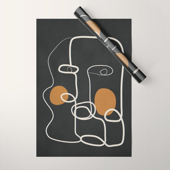 Abstract Face Line Art 04 Wrapping Paper Gallery Image 1