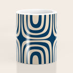 Midcentury Modern Confaab Abstract Pattern in Mid Mod Navy Blue and Beige Coffee Mug Gallery Image 4