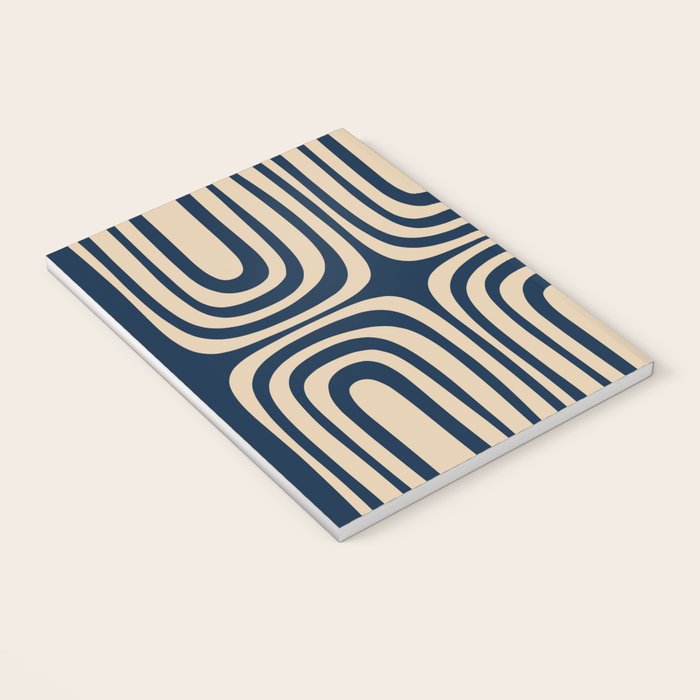 Midcentury Modern Confaab Abstract Pattern in Mid Mod Navy Blue and Beige Notebook Gallery Image 3