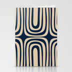 Midcentury Modern Confaab Abstract Pattern in Mid Mod Navy Blue and Beige Stationery Card Gallery Image 2
