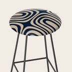 Midcentury Modern Confaab Abstract Pattern in Mid Mod Navy Blue and Beige Stool Gallery Image 2