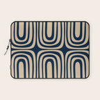 Midcentury Modern Confaab Abstract Pattern in Mid Mod Navy Blue and Beige Laptop Sleeve Gallery Image 1