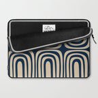 Midcentury Modern Confaab Abstract Pattern in Mid Mod Navy Blue and Beige Laptop Sleeve Gallery Image 2