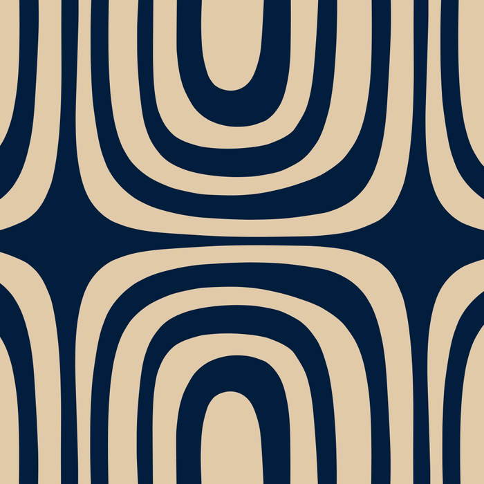 Midcentury Modern Confaab Abstract Pattern in Mid Mod Navy Blue and Beige Coffee Mug Gallery Image 2