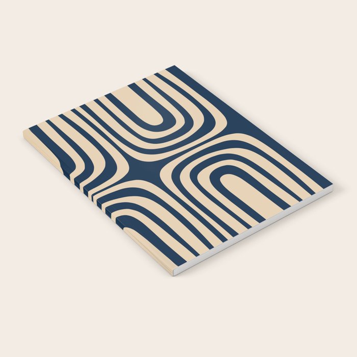 Midcentury Modern Confaab Abstract Pattern in Mid Mod Navy Blue and Beige Notebook Gallery Image 2