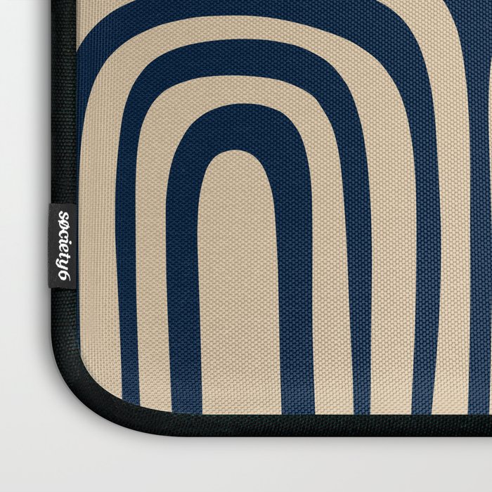 Midcentury Modern Confaab Abstract Pattern in Mid Mod Navy Blue and Beige Laptop Sleeve Gallery Image 3