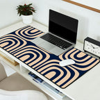 Midcentury Modern Confaab Abstract Pattern in Mid Mod Navy Blue and Beige Desk Mat Gallery Image 2