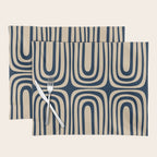Midcentury Modern Confaab Abstract Pattern in Mid Mod Navy Blue and Beige Placemat Gallery Image 1