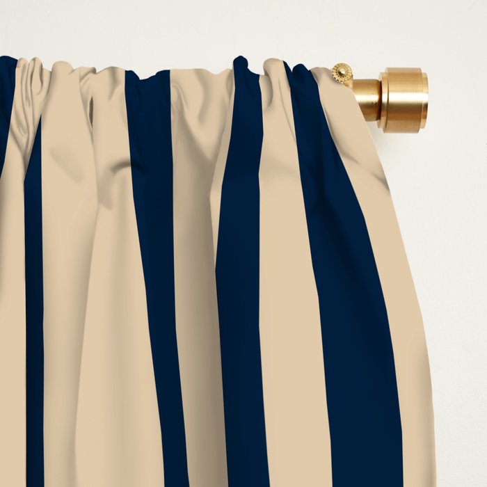 Midcentury Modern Confaab Abstract Pattern in Mid Mod Navy Blue and Beige Window Curtain Gallery Image 2