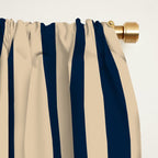 Midcentury Modern Confaab Abstract Pattern in Mid Mod Navy Blue and Beige Window Curtain Gallery Image 2
