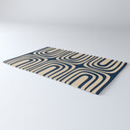 Midcentury Modern Confaab Abstract Pattern in Mid Mod Navy Blue and Beige Rug Gallery Image 3