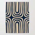 Midcentury Modern Confaab Abstract Pattern in Mid Mod Navy Blue and Beige Poster Gallery Image 4