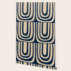 Midcentury Modern Confaab Abstract Pattern in Mid Mod Navy Blue and Beige Wallpaper Gallery Image 2