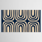Midcentury Modern Confaab Abstract Pattern in Mid Mod Navy Blue and Beige Tablecloth Gallery Image 2