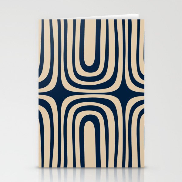 Midcentury Modern Confaab Abstract Pattern in Mid Mod Navy Blue and Beige Stationery Card Gallery Image 1