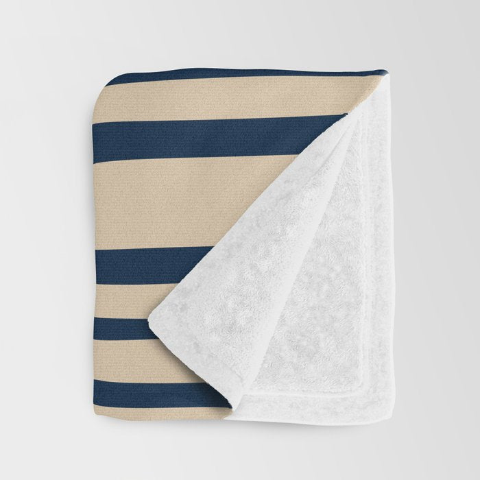 Midcentury Modern Confaab Abstract Pattern in Mid Mod Navy Blue and Beige Throw Blanket Gallery Image 3