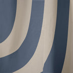 Midcentury Modern Confaab Abstract Pattern in Mid Mod Navy Blue and Beige Window Curtain Gallery Image 4