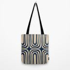 Midcentury Modern Confaab Abstract Pattern in Mid Mod Navy Blue and Beige Tote Bag Gallery Image 2