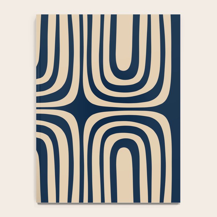 Midcentury Modern Confaab Abstract Pattern in Mid Mod Navy Blue and Beige Notebook Gallery Image 4