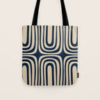 Midcentury Modern Confaab Abstract Pattern in Mid Mod Navy Blue and Beige Tote Bag Gallery Image 1