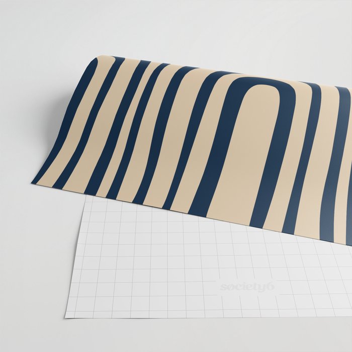 Midcentury Modern Confaab Abstract Pattern in Mid Mod Navy Blue and Beige Wrapping Paper Gallery Image 2