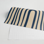 Midcentury Modern Confaab Abstract Pattern in Mid Mod Navy Blue and Beige Wrapping Paper Gallery Image 2