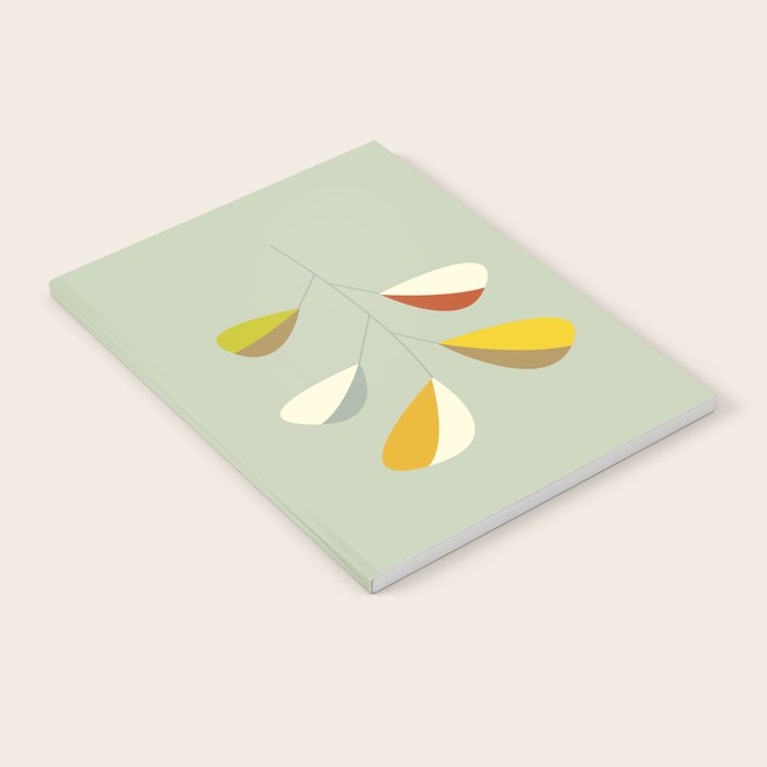 Mid Century Modern Single Leaf Pattern 1. Vintage green Notebook Gallery Image 2