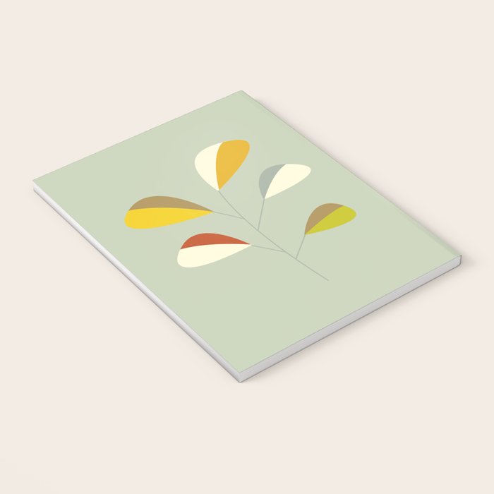 Mid Century Modern Single Leaf Pattern 1. Vintage green Notebook Gallery Image 3
