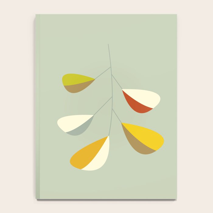 Mid Century Modern Single Leaf Pattern 1. Vintage green Notebook Gallery Image 4