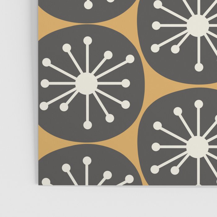 Atomic Retro Dots Midcentury Modern Pattern Muted Mustard Gold, Charcoal Grey, and Cream Poster Gallery Image 3