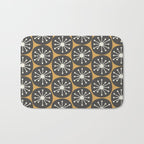 Atomic Retro Dots Midcentury Modern Pattern Muted Mustard Gold, Charcoal Grey, and Cream Bath Mat Gallery Image 1