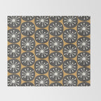 Atomic Retro Dots Midcentury Modern Pattern Muted Mustard Gold, Charcoal Grey, and Cream Throw Blanket Gallery Image 2