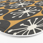 Atomic Retro Dots Midcentury Modern Pattern Muted Mustard Gold, Charcoal Grey, and Cream Bath Mat Gallery Image 3