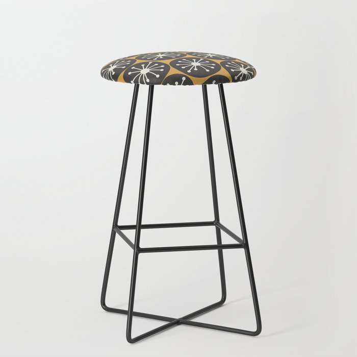 Atomic Retro Dots Midcentury Modern Pattern Muted Mustard Gold, Charcoal Grey, and Cream Stool Gallery Image 1