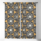 Atomic Retro Dots Midcentury Modern Pattern Muted Mustard Gold, Charcoal Grey, and Cream Window Curtain Gallery Image 5