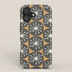 Atomic Retro Dots Midcentury Modern Pattern Muted Mustard Gold, Charcoal Grey, and Cream iPhone Case Gallery Image 1