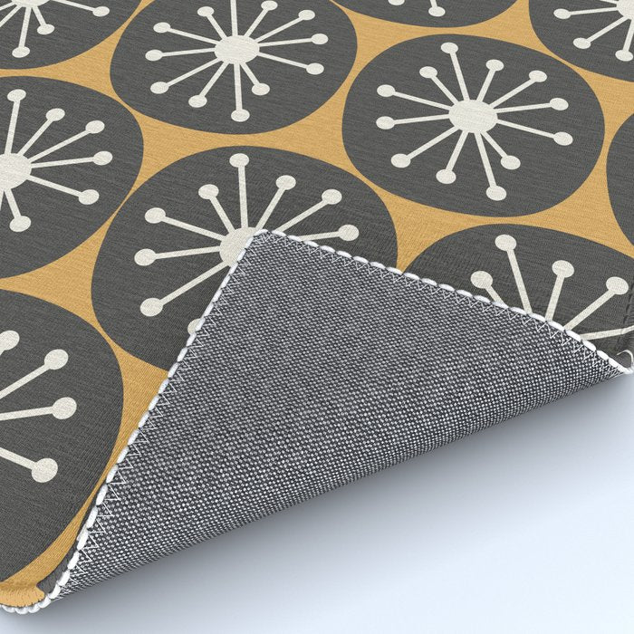 Atomic Retro Dots Midcentury Modern Pattern Muted Mustard Gold, Charcoal Grey, and Cream Rug Gallery Image 4