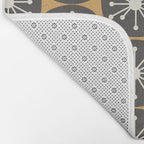 Atomic Retro Dots Midcentury Modern Pattern Muted Mustard Gold, Charcoal Grey, and Cream Bath Mat Gallery Image 2