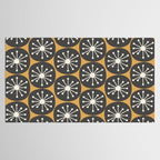 Atomic Retro Dots Midcentury Modern Pattern Muted Mustard Gold, Charcoal Grey, and Cream Tablecloth Gallery Image 2