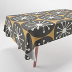 Atomic Retro Dots Midcentury Modern Pattern Muted Mustard Gold, Charcoal Grey, and Cream Tablecloth Gallery Image 1