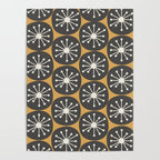 Atomic Retro Dots Midcentury Modern Pattern Muted Mustard Gold, Charcoal Grey, and Cream Poster Gallery Image 4