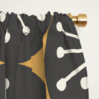 Atomic Retro Dots Midcentury Modern Pattern Muted Mustard Gold, Charcoal Grey, and Cream Window Curtain Gallery Image 2