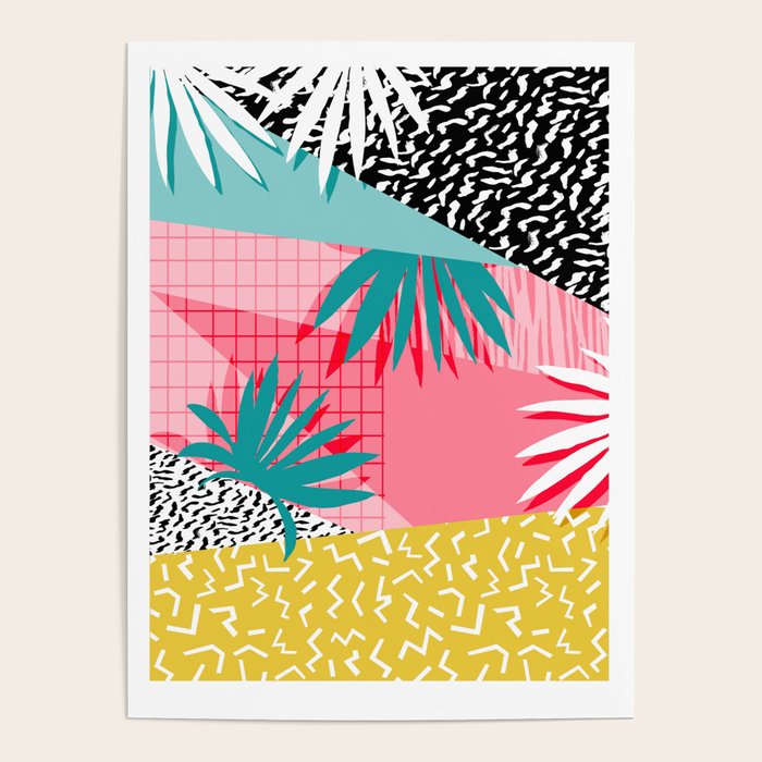 Bingo - throwback retro memphis neon tropical socal desert festival trendy hipster pattern pop art Poster Gallery Image 4