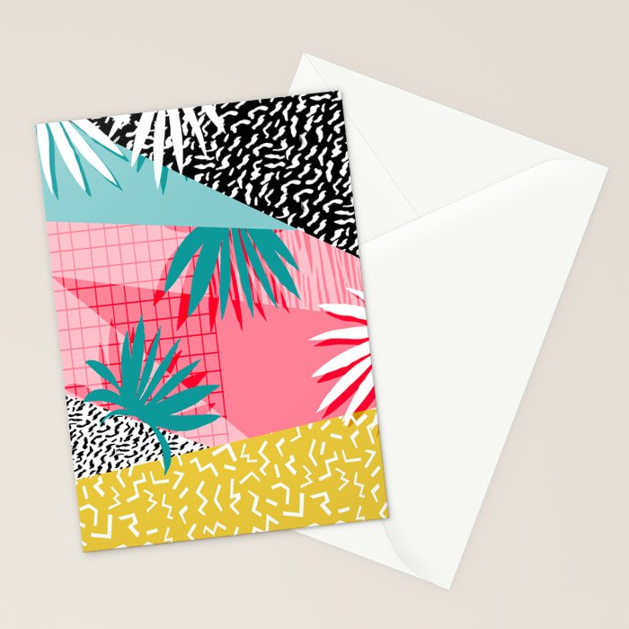 Bingo - throwback retro memphis neon tropical socal desert festival trendy hipster pattern pop art Stationery Card Gallery Image 2