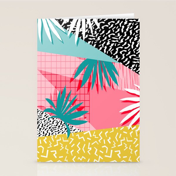 Bingo - throwback retro memphis neon tropical socal desert festival trendy hipster pattern pop art Stationery Card Gallery Image 2