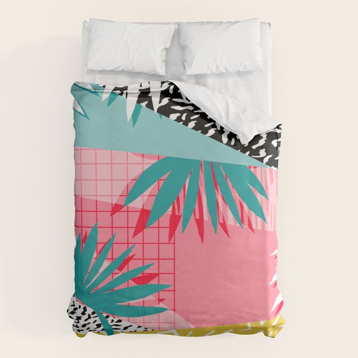 Bingo - throwback retro memphis neon tropical socal desert festival trendy hipster pattern pop art Duvet Cover Gallery Image 1