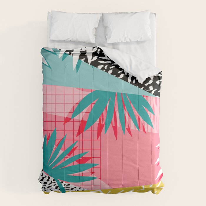 Bingo - throwback retro memphis neon tropical socal desert festival trendy hipster pattern pop art Comforter Gallery Image 6