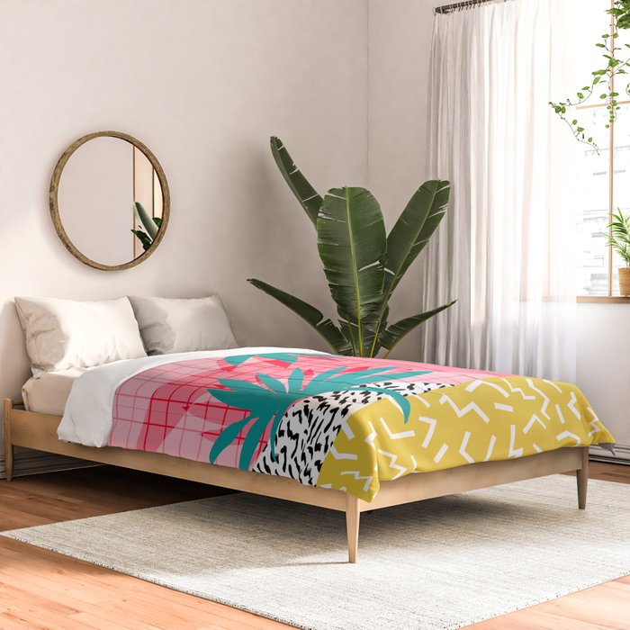 Bingo - throwback retro memphis neon tropical socal desert festival trendy hipster pattern pop art Comforter Gallery Image 2