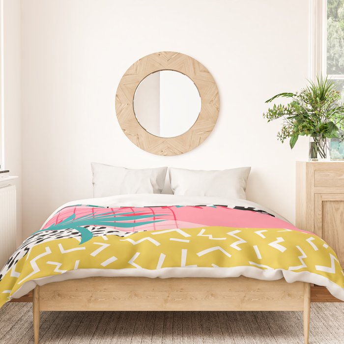 Bingo - throwback retro memphis neon tropical socal desert festival trendy hipster pattern pop art Duvet Cover Gallery Image 3