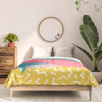 Bingo - throwback retro memphis neon tropical socal desert festival trendy hipster pattern pop art Comforter Gallery Image 3
